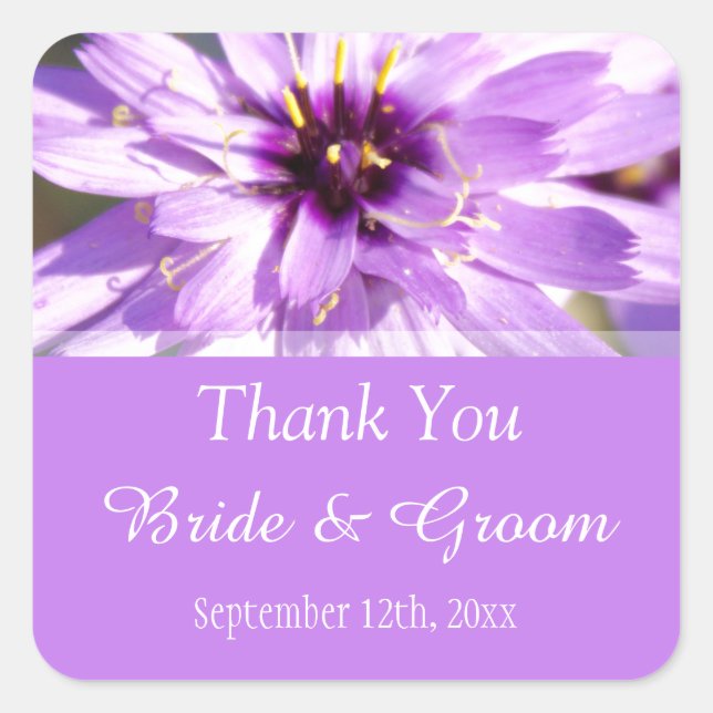 Elegante, hübsche lila Blume danke Quadratischer Aufkleber (Vorderseite)