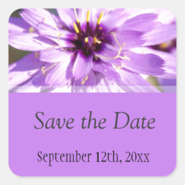 Elegante, hübsche lila Blume Save the Date Quadratischer Aufkleber