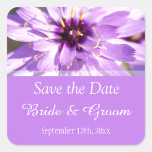 Elegante, hübsche lila Blume Save the Date Quadratischer Aufkleber