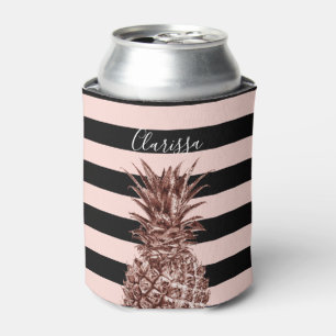 Elegante hübsche Rose, Ananas und rosa Streifen Dosenkühler