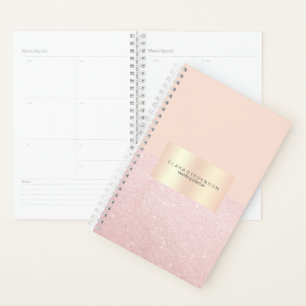 Elegante hübsche Rose Gold Glitzer & Rosa Planer