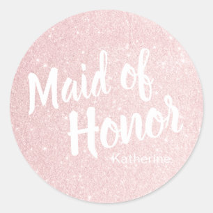 Elegante hübsche Rose Gold Glitzer Trauzeugin Runder Aufkleber