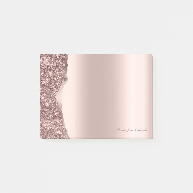 Elegante, hübsche, roségoldene Glitter  Post-it Klebezettel (Vorderseite)