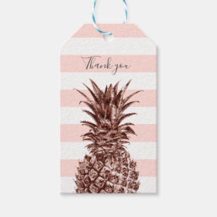 Elegante hübsche Rosengoldananas u. rosa Streifen Geschenkanhänger