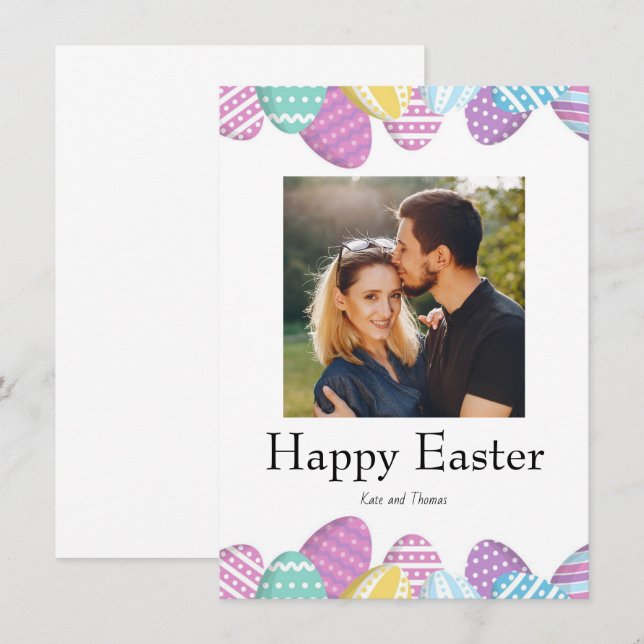 Elegante Hübsche Schicke Foto Frohe Ostern Eier Ka (Vorne/Hinten)