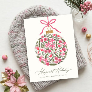 Elegante hübsche Wasserfarbe Florale Weihnachtskug Feiertagspostkarte