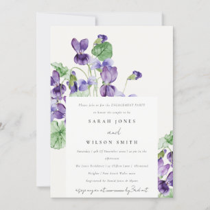 Elegante Hübsche Wasserfarben Violett Verlobung Einladung