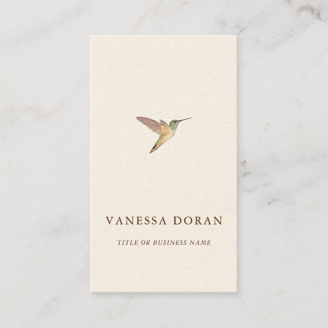 Elegante Hummingbird Business Card Visitenkarte (Vorderseite)