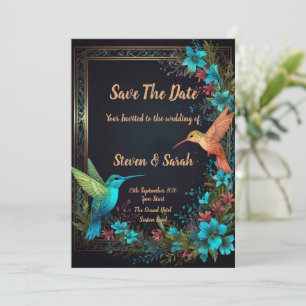 Elegante Hummingbird & Floral Wedding Einladung