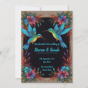 Elegante Hummingbird & Floral Wedding Einladung