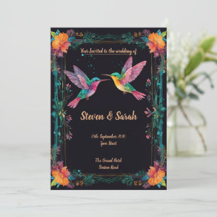 Elegante Hummingbird & Floral Wedding Einladung