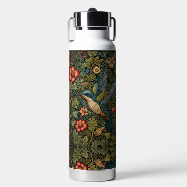 Elegante Hummingbird-Kunstwerke mit böhmischer Blü Trinkflasche (Vorderseite)