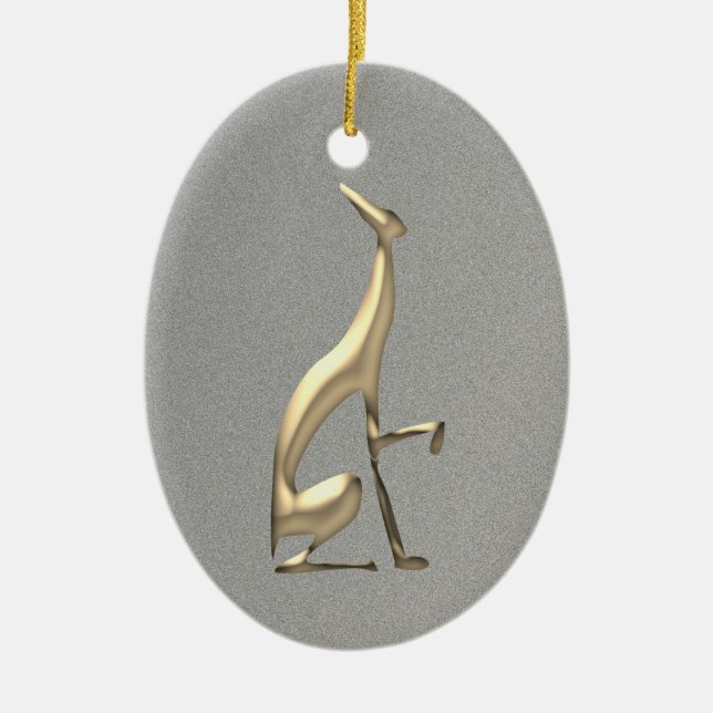 Elegante Hunde Silhouette Gold und Silber Keramik Ornament (Vorne)