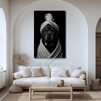 Elegante Hundekunst von "Duke" im Handtuch-Turban Poster
