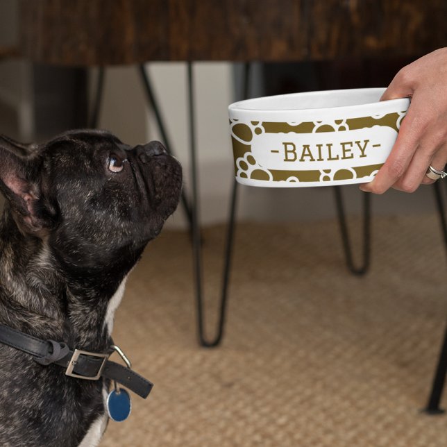 Elegante Hundeschuhe, braun, individuelles Haustie Napf (Elegant Dog paws brown customized pet bowl)