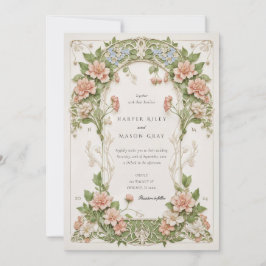 Elegante Hydrangea-Art-Nouveau-Hochzeit Einladung