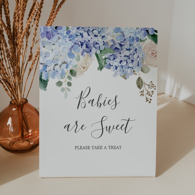Elegante Hydrangea Babys sind eine süße Babydusche Sockelschild (Elegant Hydrangea Babies Are Sweet Baby Shower Pedestal Sign)