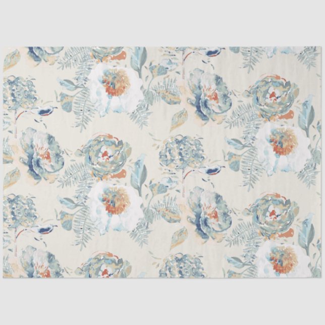 Elegante Hydrangea Blüten Wasserfarbe Seidenpapier (Vorderseite)