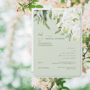 Elegante Hydrangea Hellgrüne Brautparty Einladung