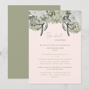 Elegante Hydrangea-Rosé-&-Salbei-Junggesellinnen-A Einladung