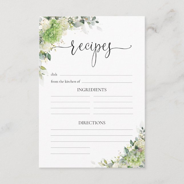 Elegante Hydrangeen-Hochzeitsempfangs-Beilage Begleitkarte (Vorderseite)