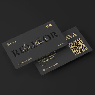 Elegante Hypothekenmakler Realtor Key Script Realt Visitenkarte