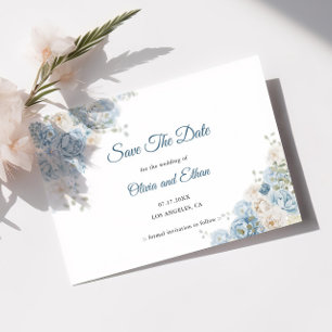 Elegante Ice Blue Ivory Rose Blume Hochzeit Save The Date