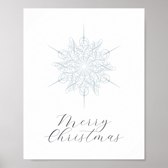 Elegante Ice Blue Snowflake Frohe Weihnachtsgebäck Poster (Vorne)