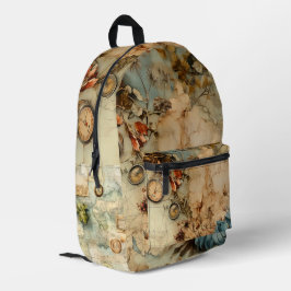 Elegante Illustration Classic World Map Antique Bedruckter Rucksack