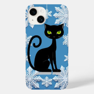 Elegante Illustration einer schwarzen Katze mit gr Case-Mate iPhone 14 Hülle