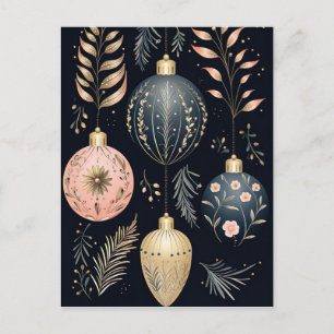 Elegante Illustration von Weihnachtsbaumkugeln Postkarte