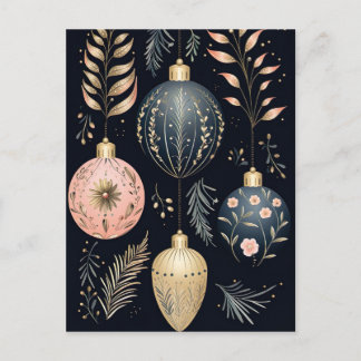 Elegante Illustration von Weihnachtsbaumkugeln  Postkarte