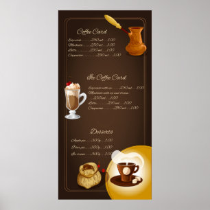 Elegante illustrierte Kaffee-Karte Poster