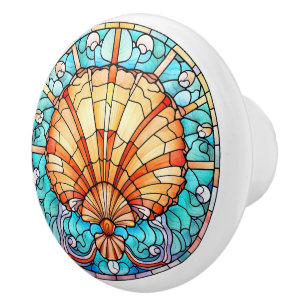 elegante Imitat Glasbadestrand Muschel Keramikknauf