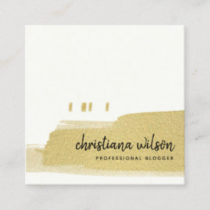 ELEGANTE IMITAT GOLD BLACK BRUSH STROKE CALLIGRAPH QUADRATISCHE VISITENKARTE
