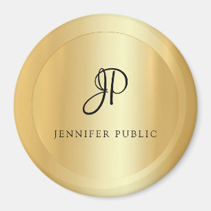 Elegante Imitat Gold Template Monogramm Moderne gr Magnet