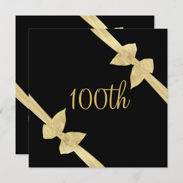 Elegante Imitat-Goldbogen-100. Geburtstag Einladung (Vorne/Hinten)