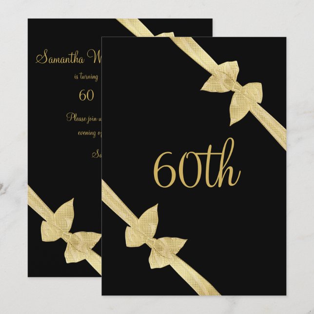 Elegante Imitat-Goldbogen-60. Geburtstag Einladung (Vorne/Hinten)