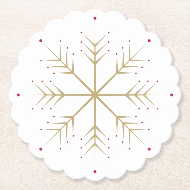 Elegante Imitat-Goldrot-Schneeflocke Untersetzer (Vorderseite)