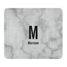 Elegante Imitat Graumarmor mit Name & Monogramm