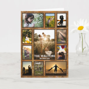 Elegante Imitate BronzeFrame Familie Foto Collage Karte