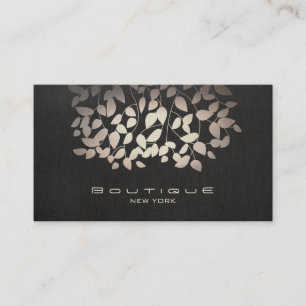 Elegante Imitate Foil Blätter und Black Linen Visitenkarte