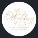 Elegante Imitate Foil Calligraphy Moderne Hochzeit Runder Aufkleber<br><div class="desc">Mit unserer modernen Hochzeitssuite für Goldkalligraphie, die für Glamour und Eleganz konzipiert ist, können Sie Ihre Hochzeitsfeier noch angenehmer gestalten. Passen Sie es einfach in wenigen Klicks an, um eine Feier zu gestalten, die Ihren einzigartigen Stil widerspiegelt. Wenn Sie irgendwelche Fragen haben, Hilfe benötigen oder gewollt haben, um Ihre Daten...</div>