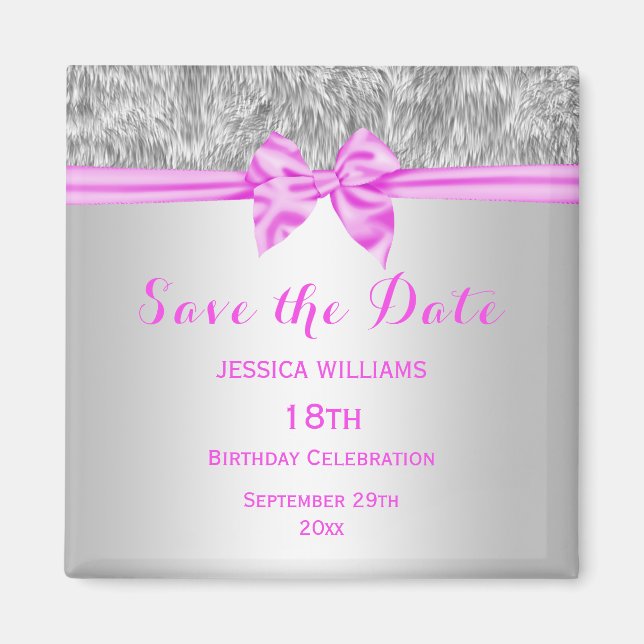 Elegante Imitate Geburtstag Save the Date Fur & Pi Magnet (Vorne)