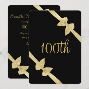 Elegante Imitate Gold Bows 100. Geburtstag Einladung
