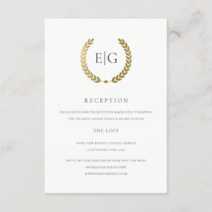 ELEGANTE IMITATE GOLD FLORAL LAUREL WREATH EMPFANG BEGLEITKARTE