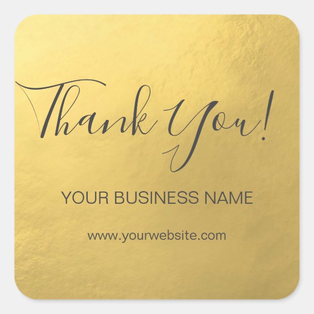 Elegante Imitate Gold Foil Business Danke Labels Quadratischer Aufkleber (Vorderseite)