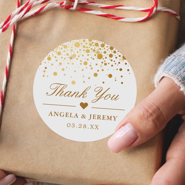 Elegante Imitate Gold Foil Confetti Wedding Vielen Runder Aufkleber (Von Creator hochgeladen)