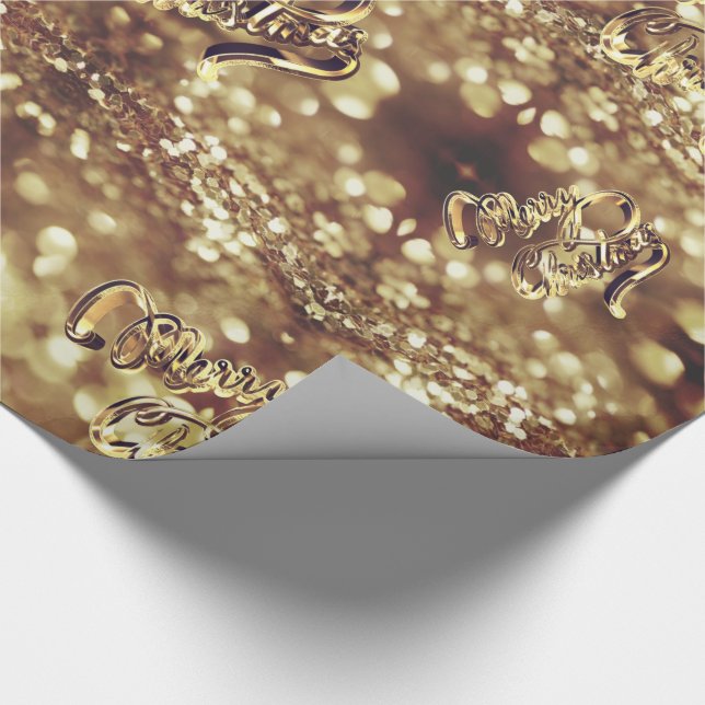 Elegante Imitate Gold Foil Script Chic Weihnachten Geschenkpapier (Ecke)