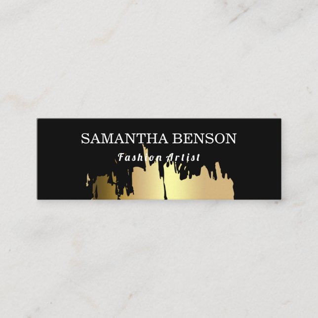 Elegante Imitate Gold gegossen Vertikal Mini Visitenkarte (Vorderseite)